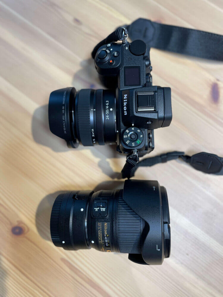 Nikon Z 6IIとNIKKOR Z 24-50mm f/4-6.3の全長比較